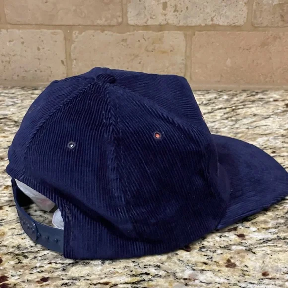 Vintage 90’s Salomon Corduroy Mountain Run Skiing SnapBack Cap Hat Blue